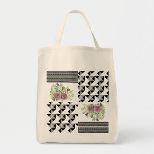 Tote Bag Rustique, patchwork, rose, géométrique, patchwork,