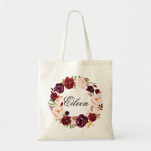 Tote Bag Rustique Peony Floral Wreath Mariage Bienvenue (Devant)
