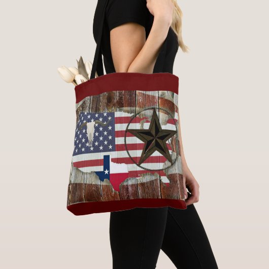 Tote Bag Rustique Texas Lone Star Texas Long Horn (De près)