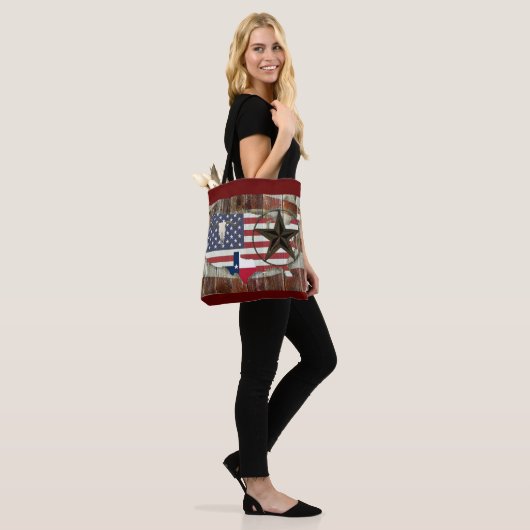 Tote Bag Rustique Texas Lone Star Texas Long Horn (Sur le modèle)