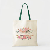 Tote Bag Rustique vif rose Aquarelle rose Mariage Floral (Devant)