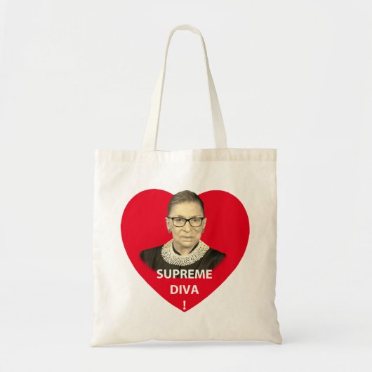 Tote Bag Ruth Bader Ginsburg Diva Suprême teintée Coeur Rou (Devant)