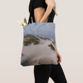 TOTE BAG SABLE BLANC ET CHAMP GRAS VERT (De près)