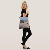 TOTE BAG SABLE BLANC ET CHAMP GRAS VERT (Sur le modèle)