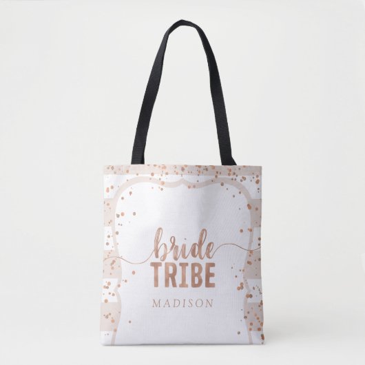 Tote Bag Sable Stripes & Rose Gold Confetti Bride Tribu (Devant)