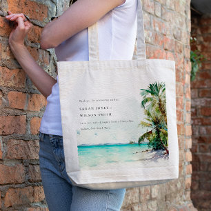 Tote Bag Sable Tropical Beach Aquarelle Palm Trees Mariage