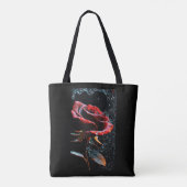 Tote Bag "Sac fourre-tout noir avec design rose rouge" (Dos)