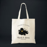 Tote Bag Sac, noir et or d'accueil de mariage de l'Antigua<br><div class="desc">Sac de cadeau d'accueil de week-end de mariage pour hors des invités de ville à votre mariage,  comportant l'image de l'Antigua,  avec le coeur d'or.  Remplissez fourre-tout de vos sucreries préférées.</div>