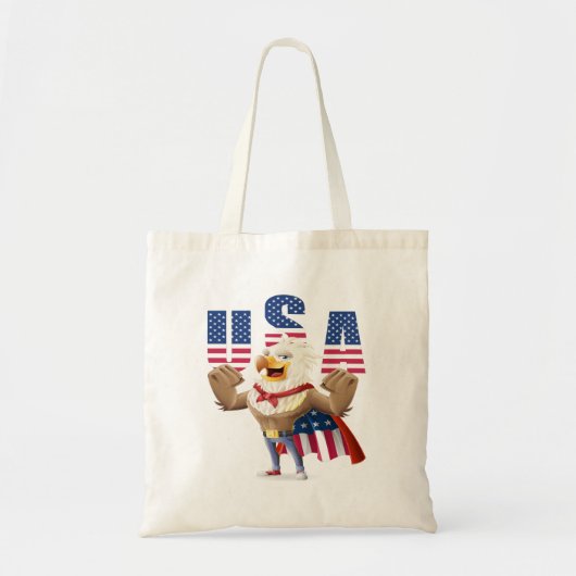 Tote Bag Sac, patriot of America, with an eagle and a flag. (Devant)