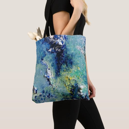 Tote Bag Sacoche d'art Abstrait Turquoise (De près)