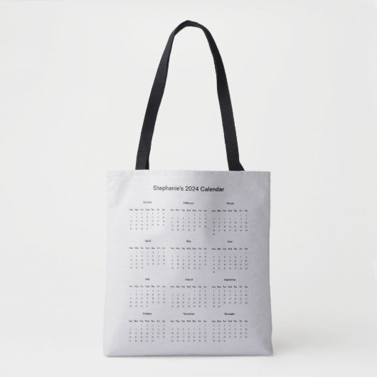 Tote Bag Sacoche personnalisable avec calendrier 2024 (Devant)