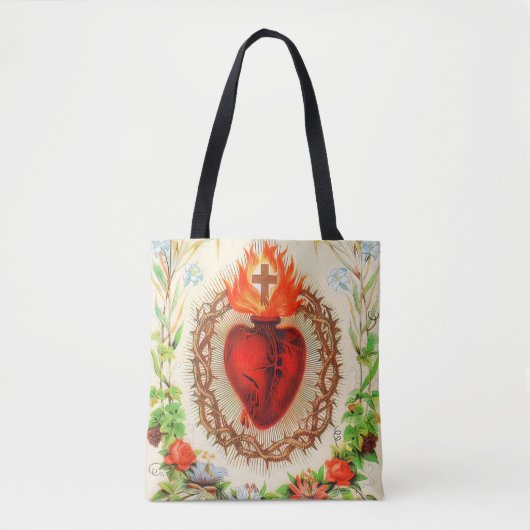 Tote Bag Sacré Coeur de Jésus Vintage  (Devant)
