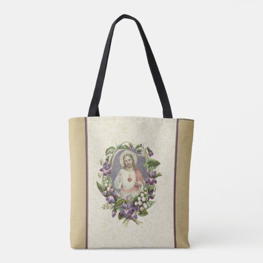 Tote Bag Sacré-Coeur Jésus Fleur de religion catholique (Dos)