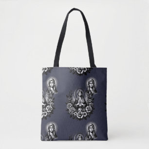 Tote Bag Sacré Marie Catholique Chrétien Profond Navy