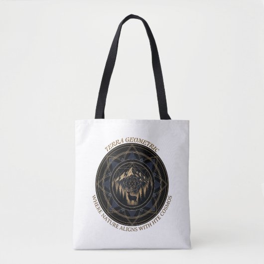Tote Bag Sacred Geometry Nature Fusion • Mountains & Forest (Devant)