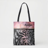 Tote Bag Safari de tigres rose marbre (Devant)
