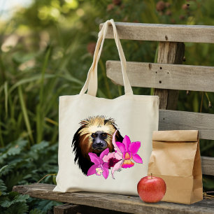 Tote Bag Sage Floral Tamarin Lion à Tête Dorée Singe