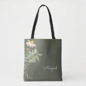 Tote Bag Sage Green Daisy Floral Minimal (Devant)