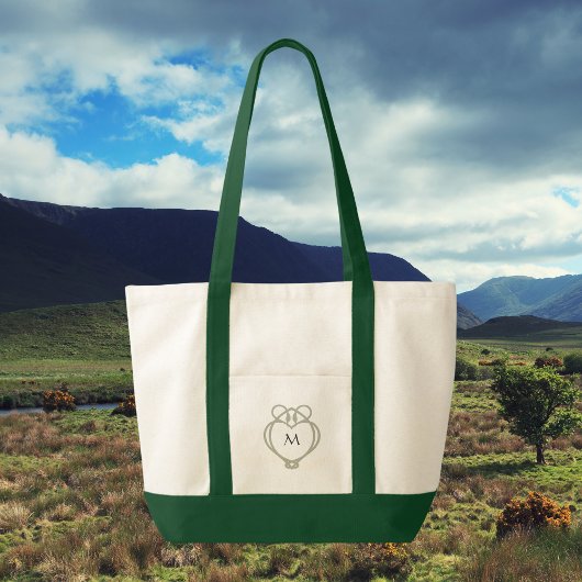 Tote Bag Sage Green Irlandais Celtic Swan Love Knot Monogra