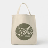 Tote Bag Sage Green Jesus Saves Graffiti (Dos)