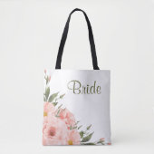 Tote Bag Sage Green & Peach Roses (Devant)
