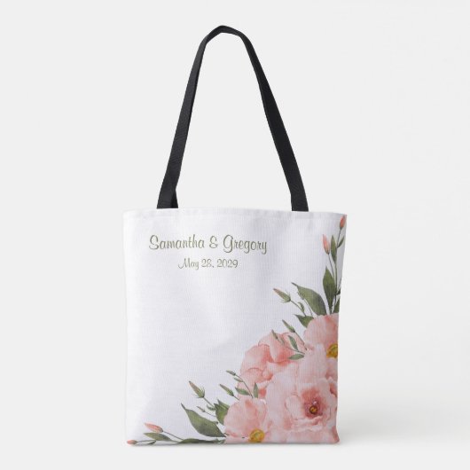 Tote Bag Sage Green & Peach Roses (Dos)