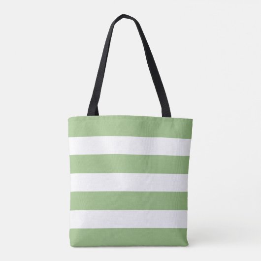 Tote Bag Sage Green Tote with Classic White Stripe (Dos)