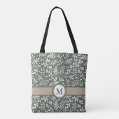 Tote Bag Sage Rustique Botanique d'hiver avec Monogramme (Dos)