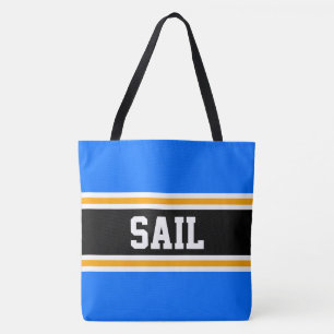 Tote Bag SAIL Fun Athlétique Bleu Clair Noir Orange Rayures