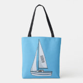 Tote Bag Sailboat cartoon illustration  (Dos)