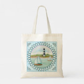 Tote Bag Sailboats Lighthouse nom personnalisé (Dos)