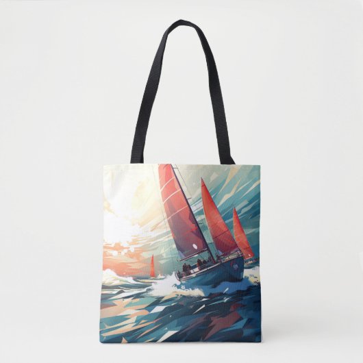 Tote Bag Sailing Sea Sport Peinture Art Décor Abstrait (Devant)