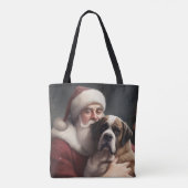 Tote Bag Saint Bernard avec le Père Noël Festif Noël (Dos)