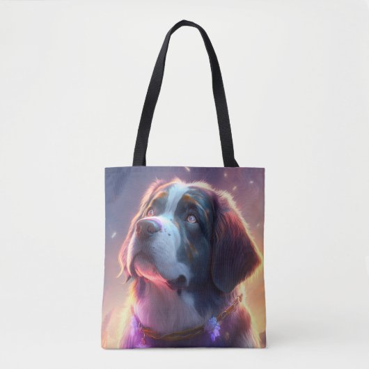 Tote Bag Saint Bernard Chien Animal Portrait Peinture Anima (Devant)