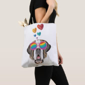 Tote Bag Saint Bernard Chien avec Coeurs Saint-Bernard Sain (De près)