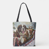 Tote Bag Saint Bernard Chien Festif de Noël (Dos)