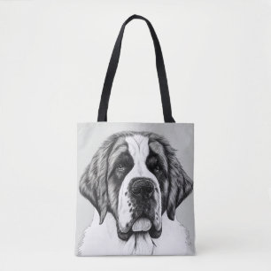 Tote Bag Saint Bernard Chien Nature sauvage Illustration an