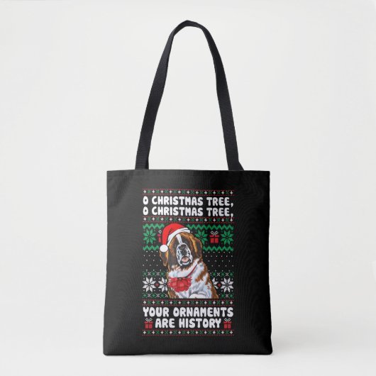 Tote Bag Saint Bernard Chien Noël Drôle Ornements Pyjama (Devant)