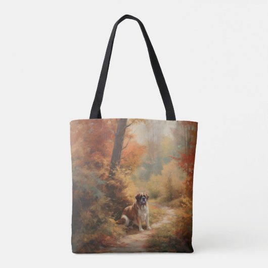 Tote Bag Saint Bernard en automne Feuilles Automne automne  (Dos)