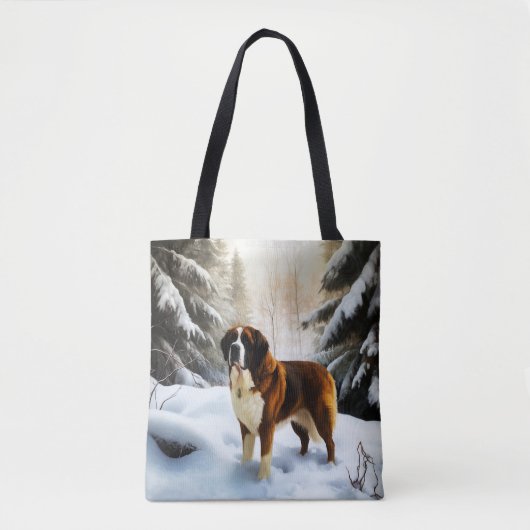 Tote Bag Saint Bernard Laisser Neige Noël (Devant)