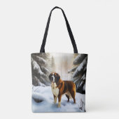 Tote Bag Saint Bernard Laisser Neige Noël (Dos)