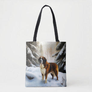 Tote Bag Saint Bernard Laissez Tomber la Neige Noël