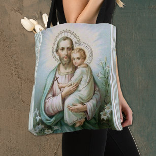 Tote Bag Saint-Joseph religieux avec Jésus-enfant