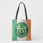 Tote Bag Saint Patrick avec un chat à un oeil heureux (Devant)