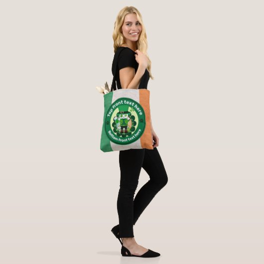 Tote Bag Saint Patrick avec un chat à un oeil heureux (Sur le modèle)