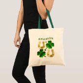 Tote Bag Saint-Patrick vert irlandais Trèfles et fer à chev (Devant (produit))