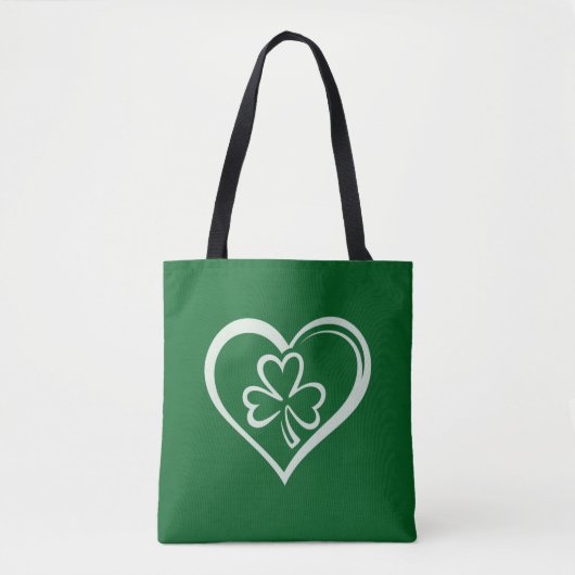 Tote Bag Saint Patrick's Day Drôle Shamrock Coeur irlandais (Devant)