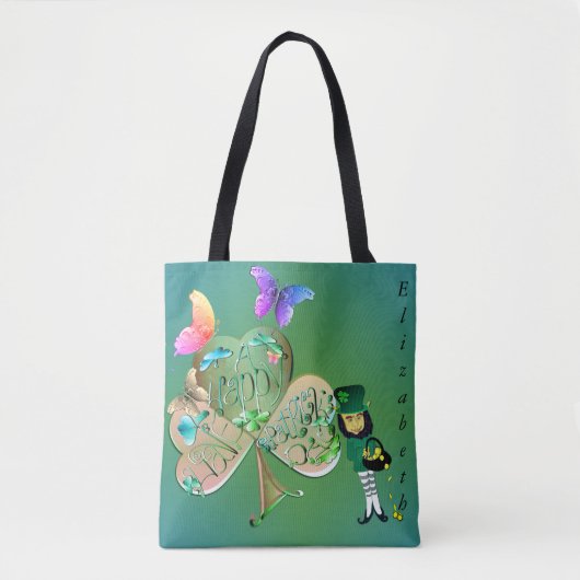 Tote Bag Saint Patrick's day Leprechaun avec nom (Devant)