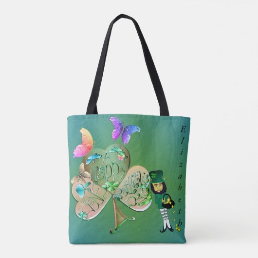 Tote Bag Saint Patrick's day Leprechaun avec nom (Dos)