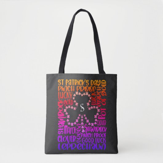 Tote Bag Saint Patricks Jour Clover Leaf Initial (Devant)
